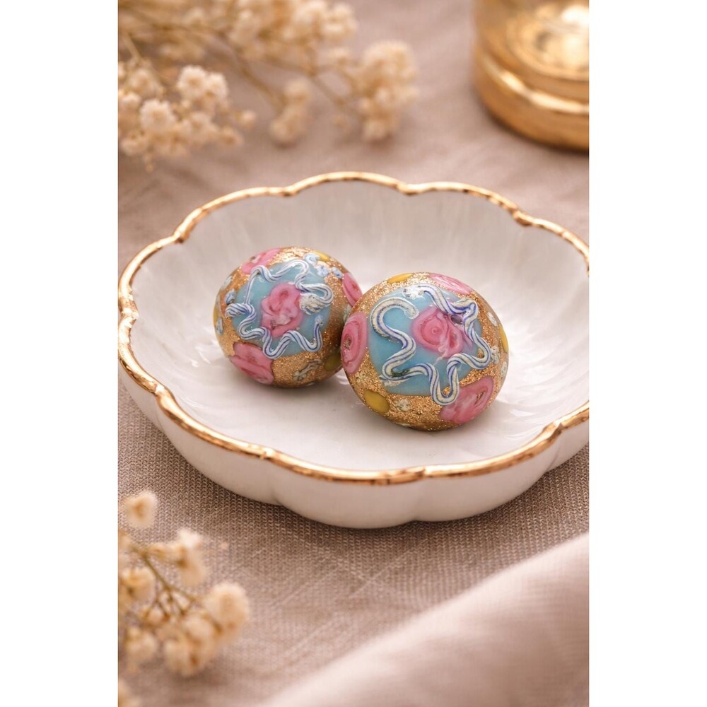 Vintage Murano Style Lampwork Earrings – 1950s Screw Back Millefiori Art Glass